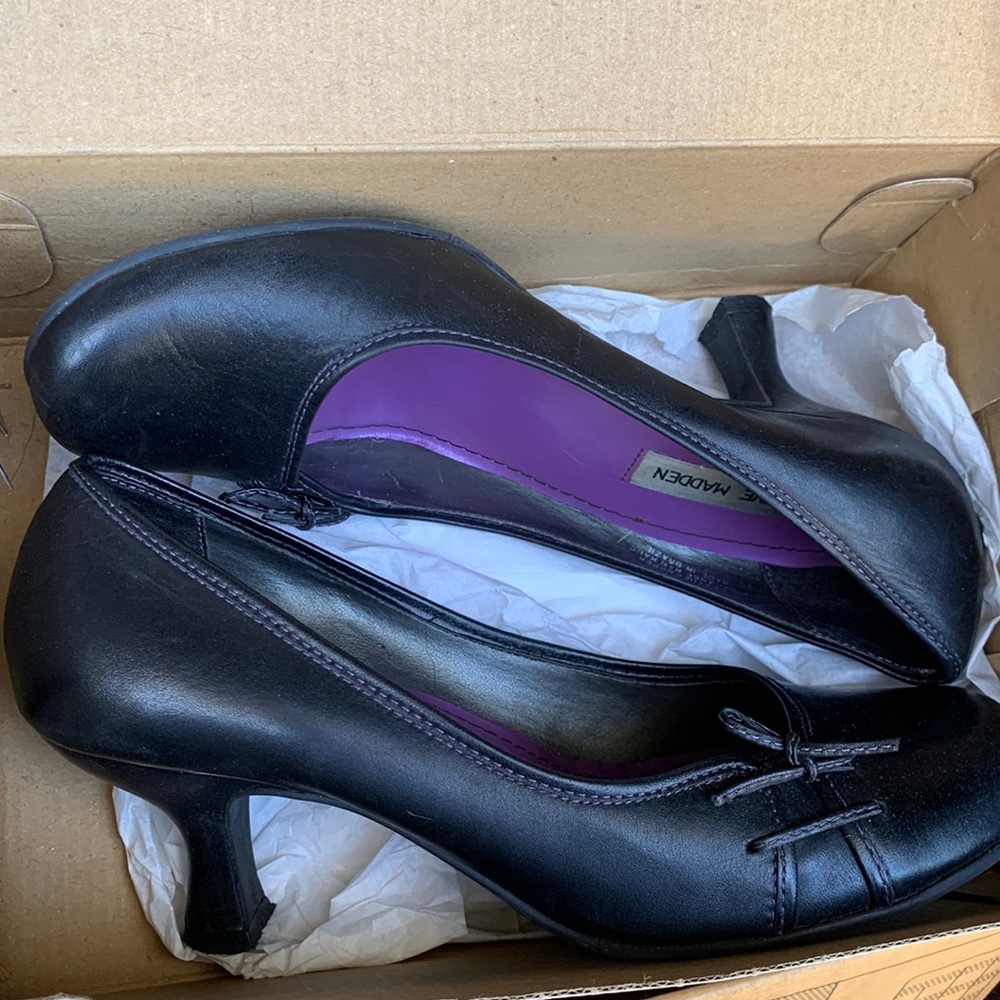 Steve Madden Violit Kitten Heels Black Leather